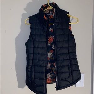 Rue 21 black vest, inside red and white roses 🌹